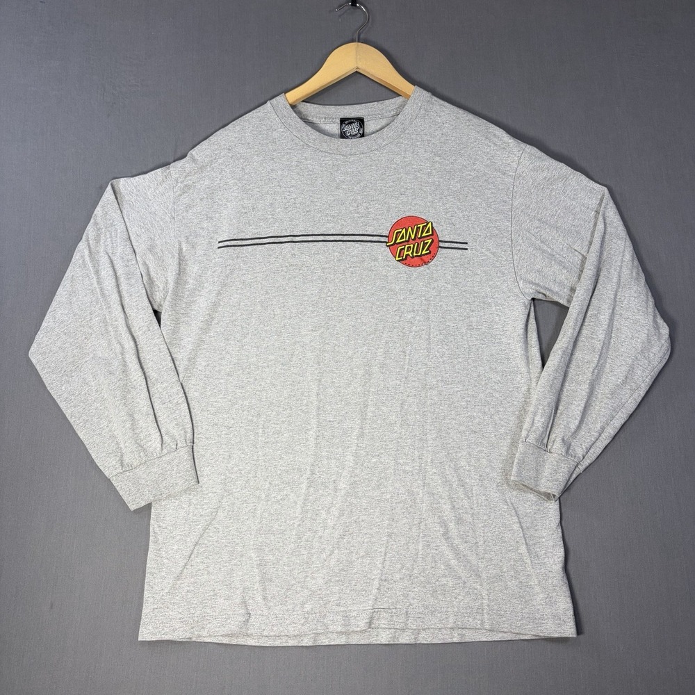 Vintage Santa Cruz Skateboard Long Sleeve T Shirt, 90s 2000s, Size L Gray